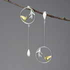 Swallow and Willow in Spring's Wind Drop Earrings