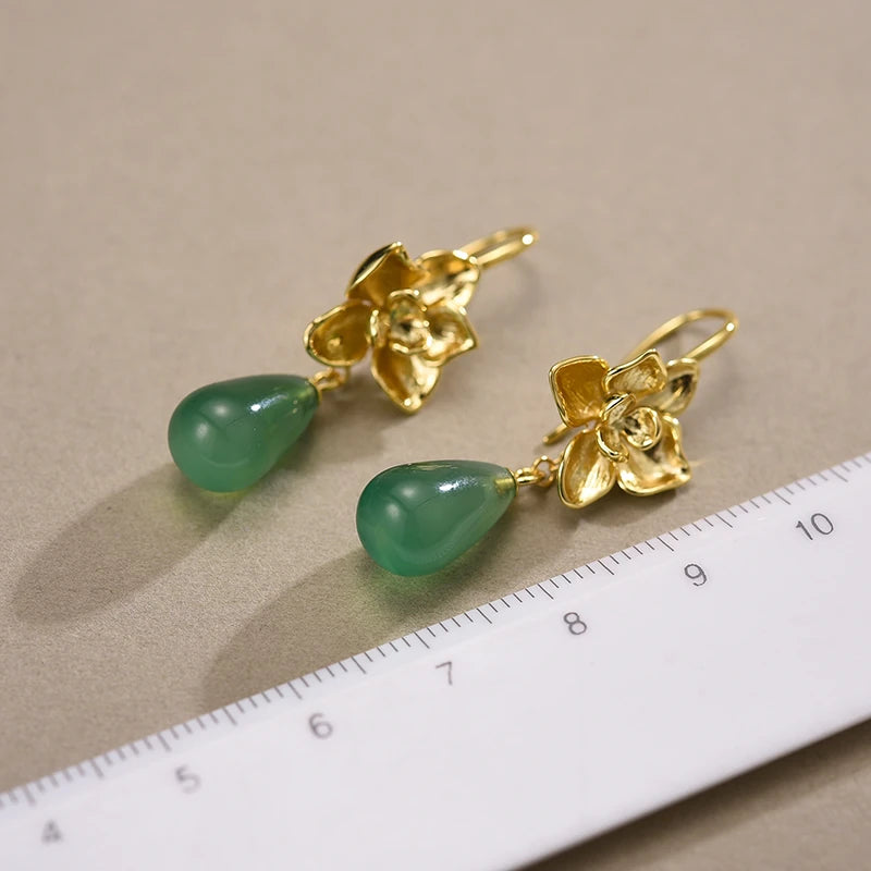Phalaenopsis Flower Water Drop Earrings