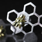 Golden Bee Honeycomb Earrings