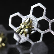 Golden Bee Honeycomb Earrings