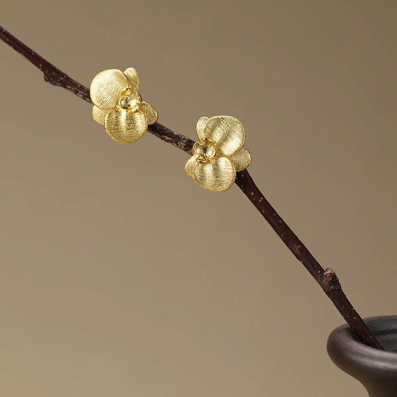 Delicate Phalaenopsis Flower Stud Earrings