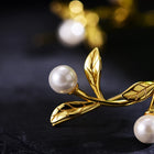 Olive Branch And Pearl Drop Earrings
