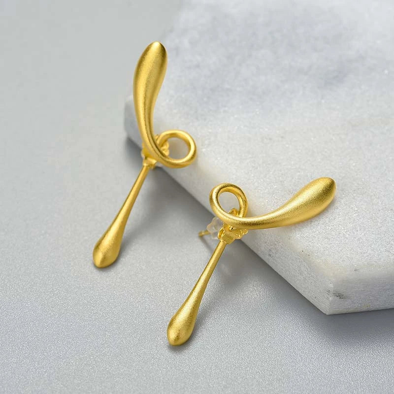 Double Sided Twist Drop Earrings