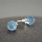 Ocean Blue Rose Stud Earrings