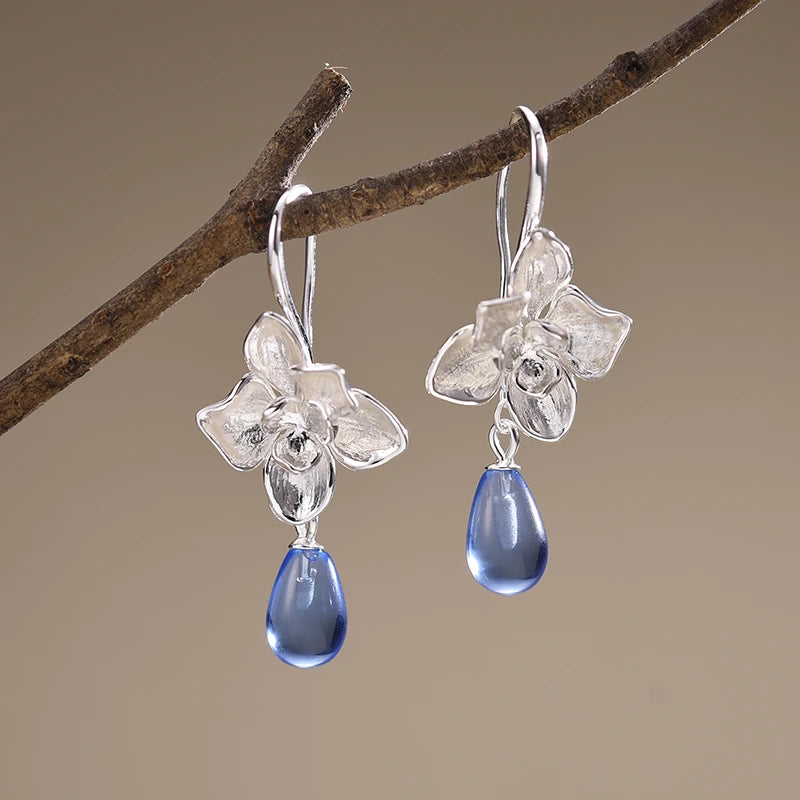 Phalaenopsis Flower Water Drop Earrings