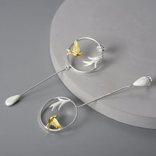 Swallow and Willow in Spring's Wind Drop Earrings