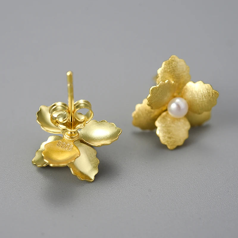 Delicate Begonia Flower Stud Earrings