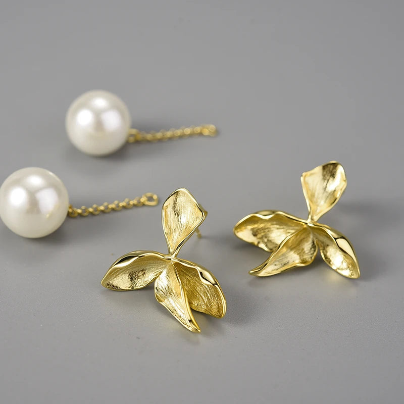 Golden Orchid Dew Drops Earrings