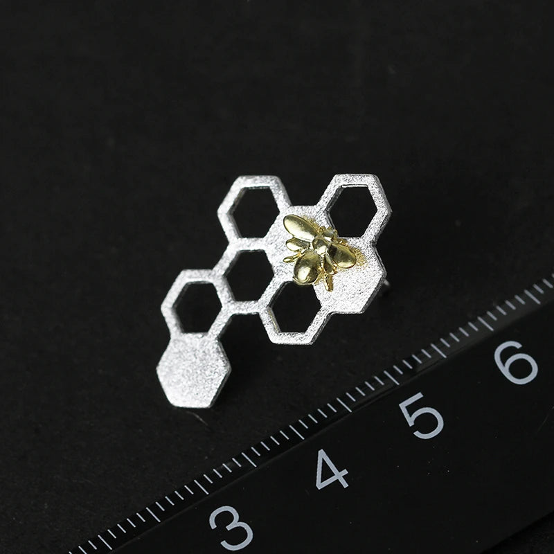 Golden Bee Honeycomb Earrings