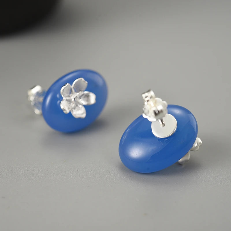 Forget Me Not Agate Stud Earrings