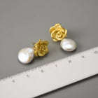 Camellia Flower And Pearl Earrings