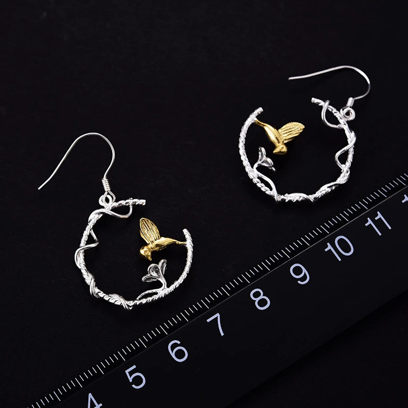 Little Bird Having A Sip Drop Earrings