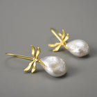 Natural Pearls Resting Dragonfly Earrings