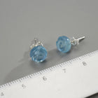 Ocean Blue Rose Stud Earrings