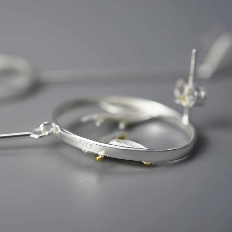 Swallow and Willow in Spring's Wind Drop Earrings