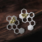 Golden Bee Honeycomb Earrings