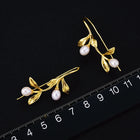 Olive Branch And Pearl Drop Earrings