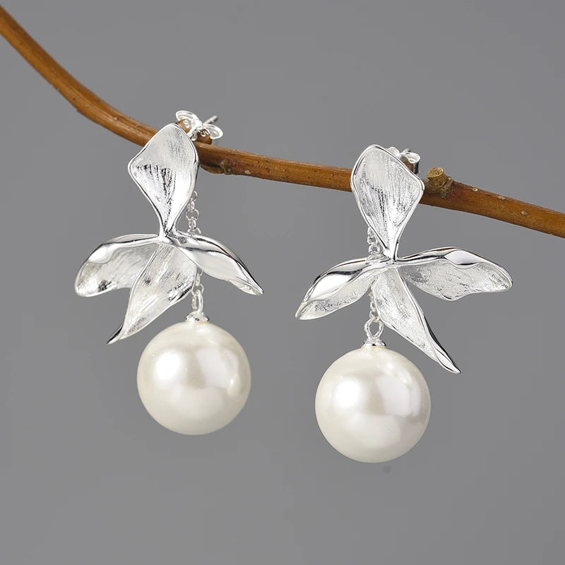 Golden Orchid Dew Drops Earrings