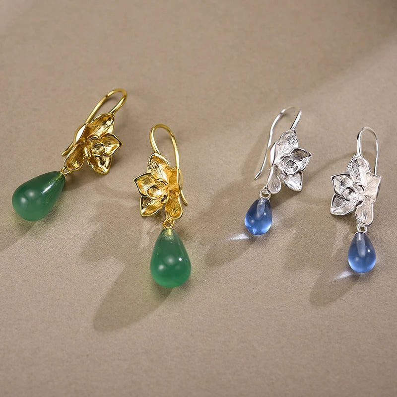 Phalaenopsis Flower Water Drop Earrings