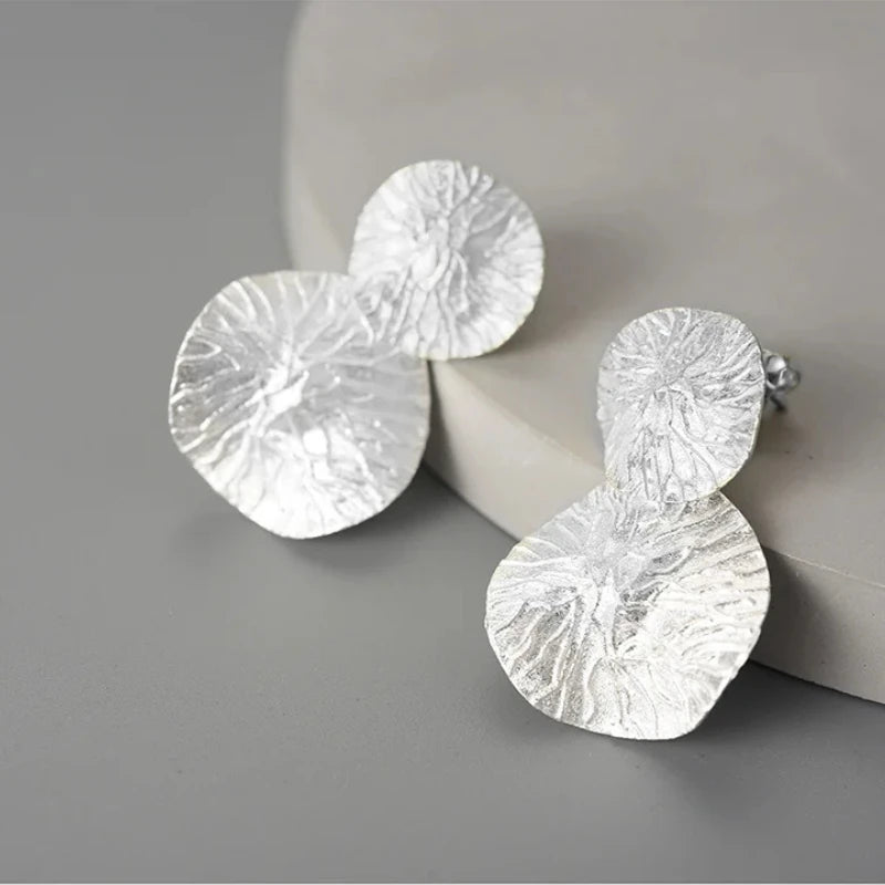 Double Lotus Leaves Drop Earrings