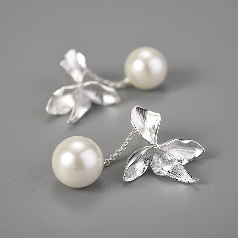 Golden Orchid Dew Drops Earrings