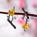 Golden Plum Bloom Earrings