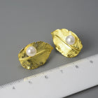Pearl On A Leaf Stud Earrings