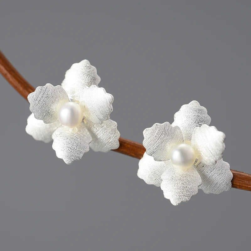 Delicate Begonia Flower Stud Earrings