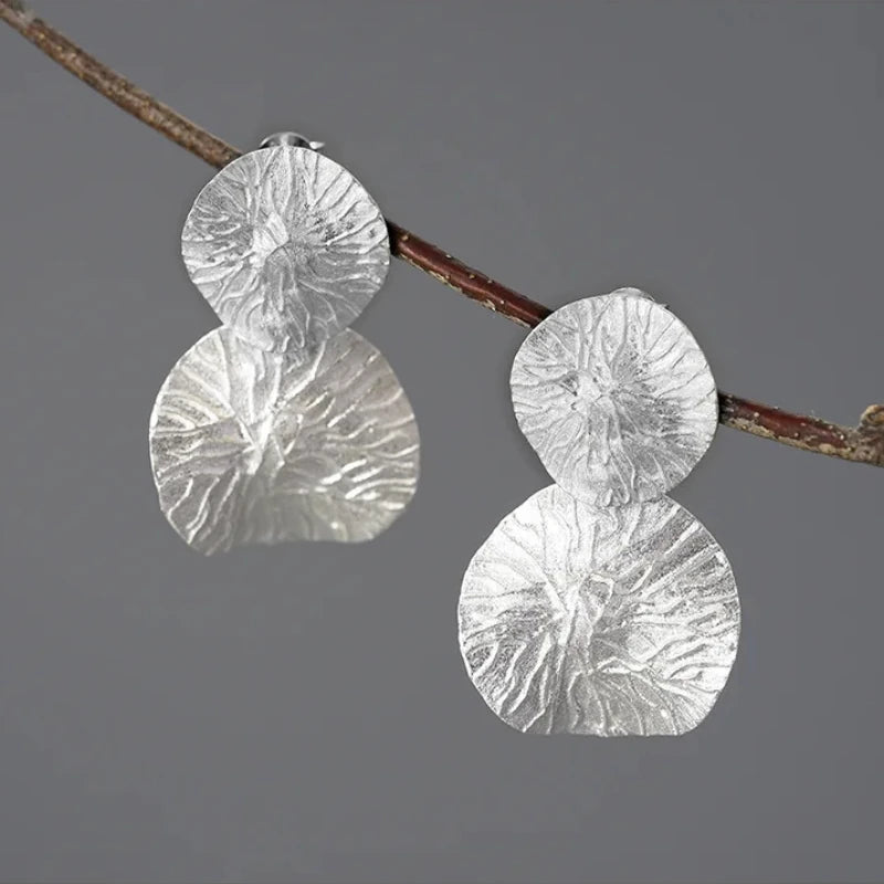 Double Lotus Leaves Drop Earrings