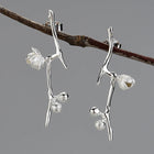 Plum Buds On A Branch Dangle Earrings