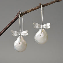 Natural Pearls Resting Dragonfly Earrings
