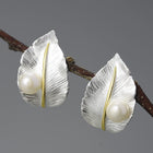 Pearl On A Leaf Stud Earrings