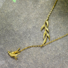 Swallow And Willow Branch Asymmetrical Necklace