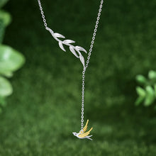 Swallow And Willow Branch Asymmetrical Necklace