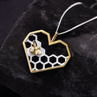 Golden Bee Honeycomb Heart Necklace