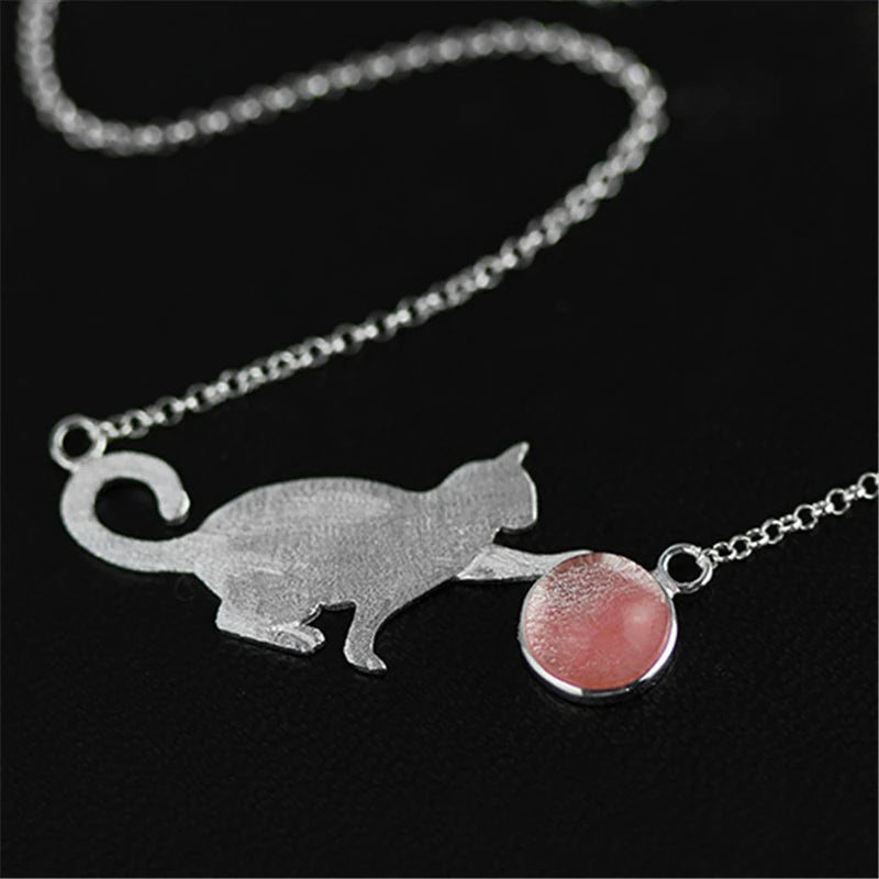 Playful Purrling Natural Gemstone Necklace