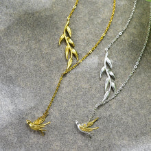Swallow And Willow Branch Asymmetrical Necklace