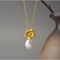 Camellia Flower And Pearl Necklace