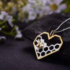 Golden Bee Honeycomb Heart Necklace
