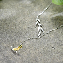Swallow And Willow Branch Asymmetrical Necklace