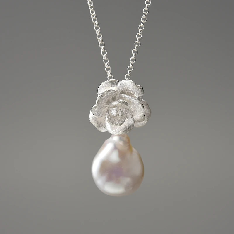 Camellia Flower And Pearl Necklace