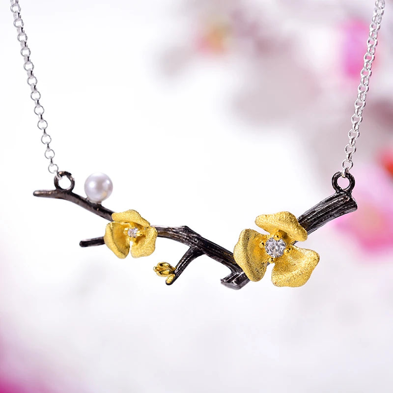 Golden Plum Bloom Necklace