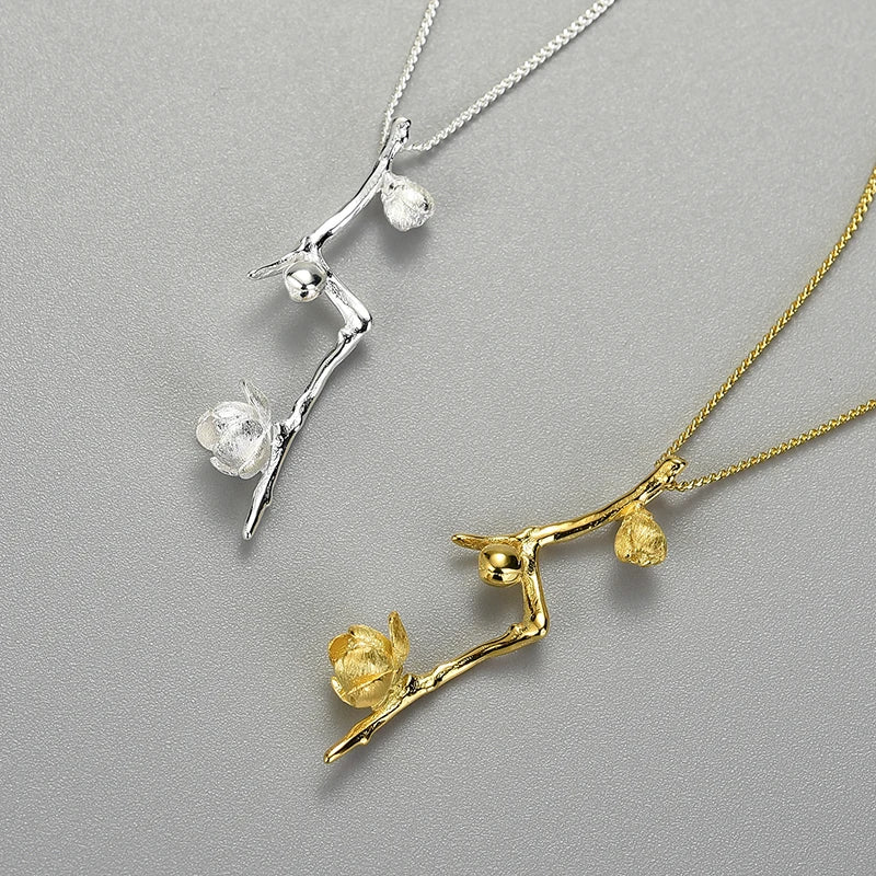 Plum Buds On A Branch Necklace