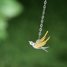 Swallow And Willow Branch Asymmetrical Necklace