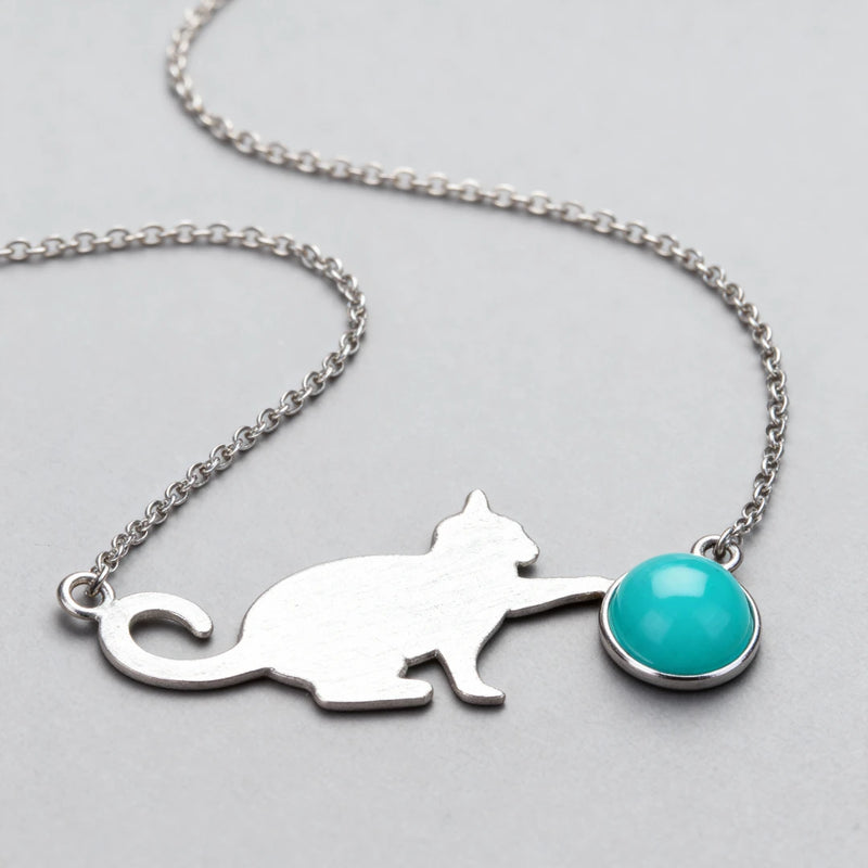 Playful Purrling Natural Gemstone Necklace