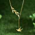 Swallow And Willow Branch Asymmetrical Necklace