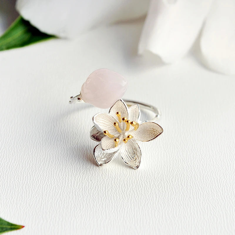 Jade Lotus Whispers Twisted Ring