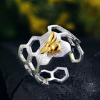 Golden Bee Honeycomb Ring