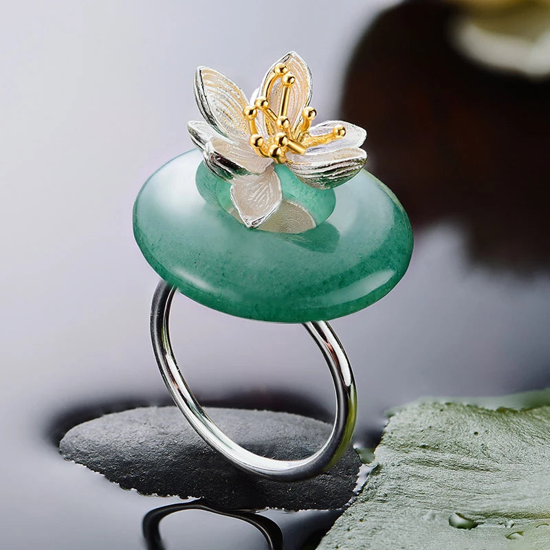 Jade Lotus Whispers Ring