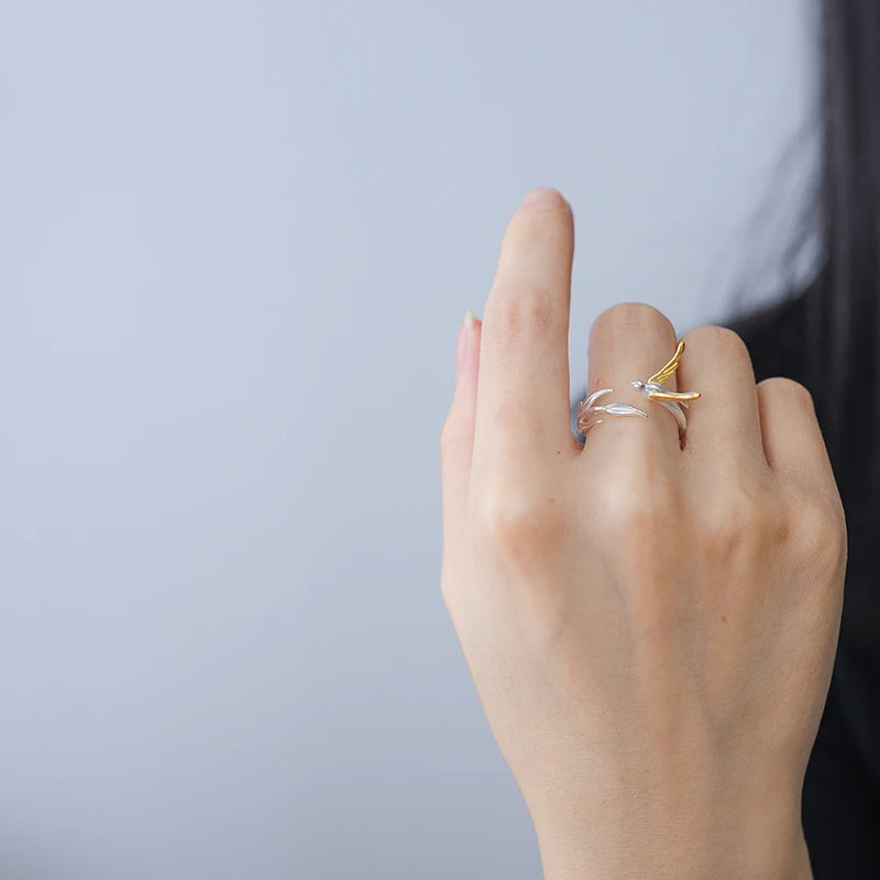 Little Swallow Chasing Willow Asymmetrical Ring